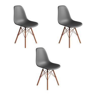 Imagem de Conjunto 3 Cadeiras Eames Estilo Moderno Em Ferro Cobre Com Assento Cinza