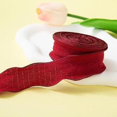 Imagem de 2,5 cm x 10 metros com borda de babados fita de cetim sólido chiffon seda poliéster fitas de cetim para embrulho de presente convites de casamento buquê de flores chá de bebê