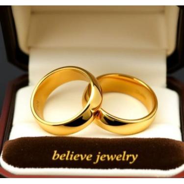 Imagem de Par de alianças ouro 18k revestidas 6mm - 14 a 33 - Believe jewelry