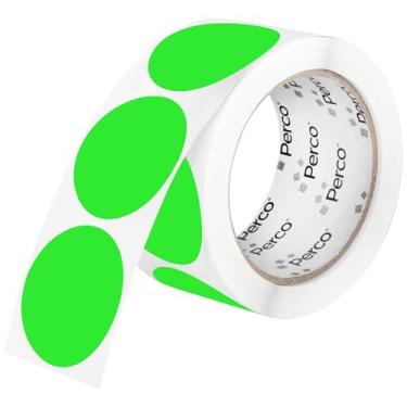 Imagem de Perco Etiquetas adesivas fluorescentes verdes perfuradas de 5 cm — 250 adesivos redondos por rolo — com adesivo permanente para organização, codificação de cores, etiquetagem de caixote e alertas de