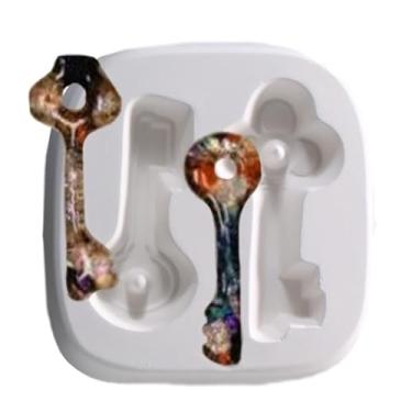 Imagem de O.D.3.25"x 3.25 D.1.25 D.1.25 Keys Frit Casting Mold Glass Fusing.