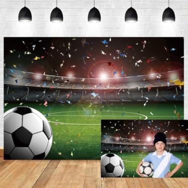 Imagem de Fundo de campo de futebol de 1,5 x 0,9 m para esportes, jogos, festa, aniversário, estádio de futebol, estádio de futebol, luz para fotografia, celebrar competição de futebol, decoração de clube