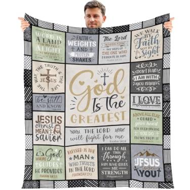 Imagem de Wxiben Presentes de cobertor cristão para homens – presentes católicos para homens, presente de fé de batismo espiritual religioso da Bíblia, presente de incentivo de aniversário de Natal, cobertor de