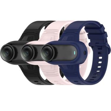 Imagem de QHBAMD Pacote com 3 pulseiras de silicone compatíveis com Insta360 GO3S GO3 GO2 - macia, respirável, impermeável, esportiva, ajustável para mulheres e homens