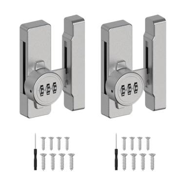 Imagem de SecureLatch Fechadura de porta de celeiro sem chave, combinação de 90/180 graus para porta deslizante de celeiro, armário, galpão, sala de armazenamento, janela - travas de segurança com senha