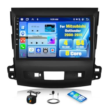 Imagem de Rádio estéreo de 8 núcleos para Mitsubishi Outlander 2008-2015, 4+64G, Android 13, sem fio, Carplay, Android Auto, tela sensível ao toque de 23 cm, rádio de carro, GPS, WiFi, Bluetooth, FM/RDS DSP EQ