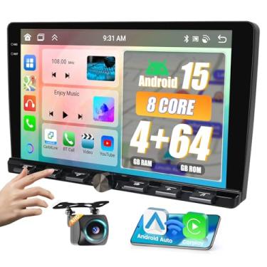 Imagem de 8 núcleos 4 + 64 GB Android Car Stereo, rádio veicular sem fio de 9 polegadas Carplay/Android Auto, navegação GPS, WiFi, Bluetooth, SWC FM/RDS/DAB + AHD, câmera de backup 63UI, tela dividida