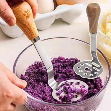 Imagem de Espremedor de batatas com cabo de aço inoxidável multifuncional fofo urso pata abóbora banana imprensa lama cozinha utensílios de cozinha