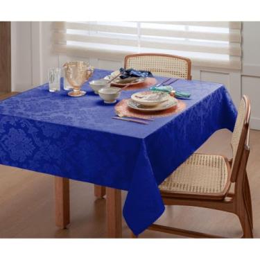Imagem de Toalha de Mesa Jacquard Retangular – 4 6 8 e 10 Lugares Cores Variadas Tecido Resistente e Elegante (Azul,8 Lugares)
