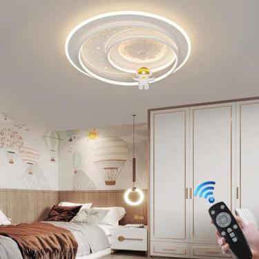 Imagem de Luminária de teto LED infantil moderna, luminária de teto decorativa de resina com desenho animado, luminária de teto metálica dimerizável, lustre redondo para quarto de bar ou café, ideal p