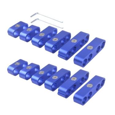 Imagem de ZHSYMX Kit de alumínio para separadores de fios de vela de ignição, divisor separador de fios de vela de ignição do motor de 7 mm 8 mm 9,5 mm (azul)