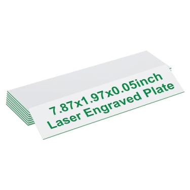 Imagem de PATIKIL Placas de nome em branco, placas de nome gravadas de 20 x 5 cm, placa de nome personalizada, placas de porta, etiquetas de mesa para escritório, sala de aula, branco com letra verde, 8 peças