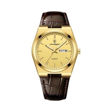 Imagem de Relógio Militar Masculino De Couro À Prova D'Água Com Data E Semana, R