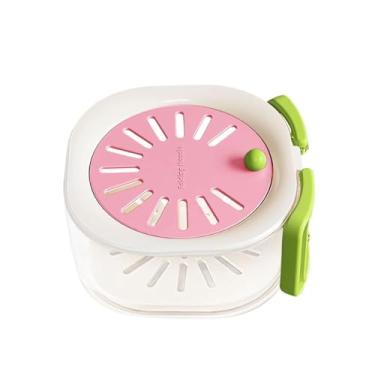 Imagem de 1 cesta de drenagem multifuncional com tampa para lavar frutas e legumes, alça dobrável, cozinha, cesta de frutas de camada dupla, dois em um