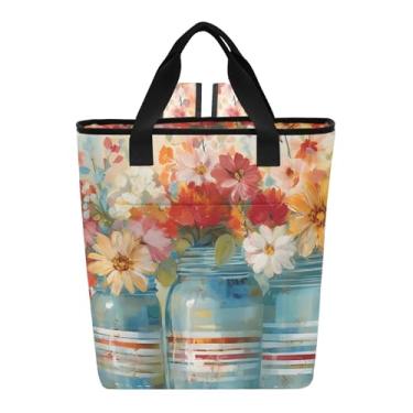 Imagem de Joitme Bolsa térmica floral retrô, 36 latas, leve, isolada, resfriadora, para mulheres, viagens