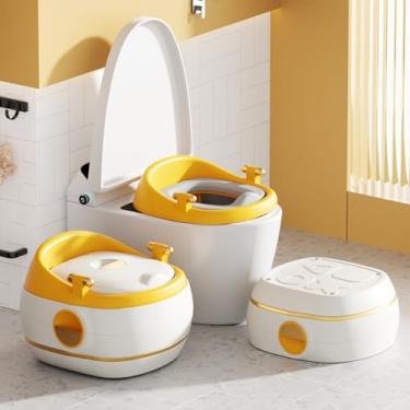 Imagem de Penico Infantil Tudo-em-Um 3 em 1 | Vaso Sanitário de Treinamento com Assento Infantil, Banquinho (Amarelo)