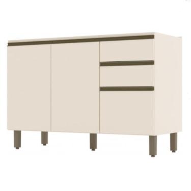 Imagem de Balcão Para Pia 2 Gavetas 3 Portas 120 Cm Henn Off White