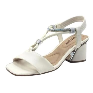 Imagem de Sandalia Feminina Strass Brilhante Salto Bloco Comfortflex