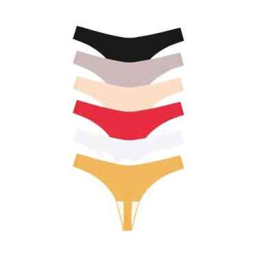 Imagem de Conjunto De 6 Calcinhas Tanga Seamless Em Seda Gelada Para Mulheres, R