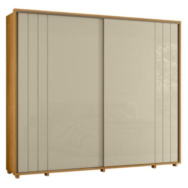 Imagem de Guarda Roupa Casal Dalí Ripado 2 Portas Deslizantes 8 Gavetas MDF Cumaru-Opala Madetec...