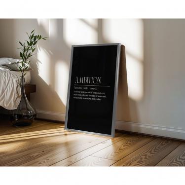 Imagem de Quadro Decorativo Ambition Preto Retangular 50x70CM em Canvas com Moldura Tipo Caixa com Ou sem Vidro Madeira