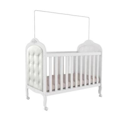 Imagem de Kit Peroba Berço Elô Branco + Capitonê material sintético Branco Inclu