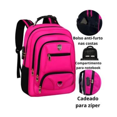Imagem de Mochila Masculina Impermeável Anti-Furto Com Cadeado Bolso Nas Costas 