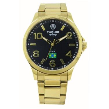 Imagem de Relógio Masculino de Aço Tuguir Analógico Infinity TGI37230 Dourado e Preto