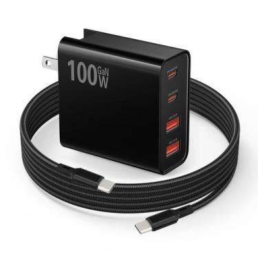 Imagem de Carregador de bateria weishan PD 100W USB C Carregador rápido com cabo