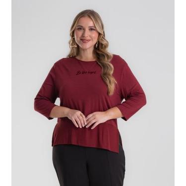 Imagem de Blusa Feminina Manga 3/4 Plus Size Secret Glam Vermelho, Plus G2, Verm