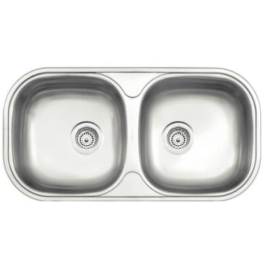 Imagem de Cuba Dupla 26L Tramontina Isis 78x40cm Inox Escovado