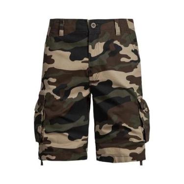 Imagem de Bermudas Casuais Masculinas Em Camuflagem, Soltas, De Algodão, Para Es