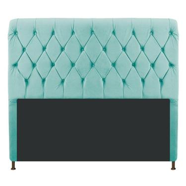 Imagem de Cabeceira Cristal 140Cm Casal C Capitonê Suede Azul Tiffany