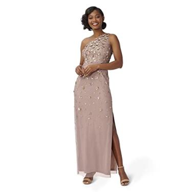 Imagem de Adrianna Papell Vestido feminino com contas de um ombro só, Pedra, 50