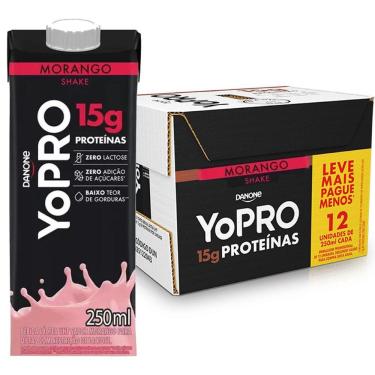 Imagem de 12X Yopro Morango Uht 15G De Proteínas 250Ml