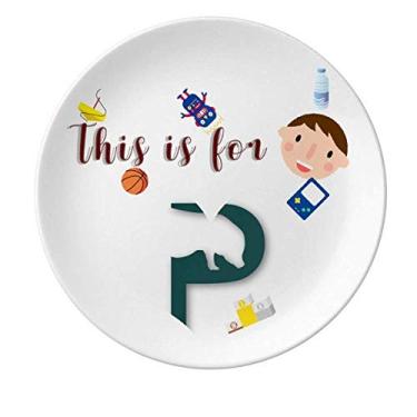 Imagem de Prato de porcelana com contorno de movimento de nariz de porco prato redondo menino homem