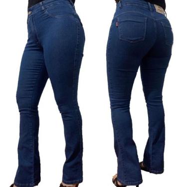 Imagem de Calça Jeans Feminina  Cintura Alta Flare Plus Size - Jeans Flere