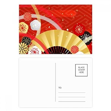 Imagem de Conjunto de cartão postal com padrão geométrico Sakura para fãs dobráveis