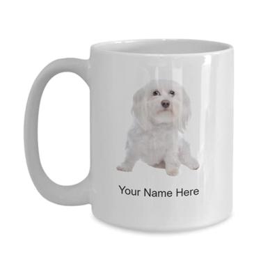 Imagem de Caneca personalizada de cachorro maltês - Caneca de café para amantes de cães maltês ideia crianças meninos meninas Amor - Caneca de café de 425 g