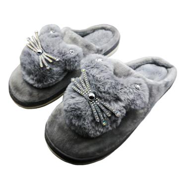 Imagem de Pantufa 3d Feminino Adulto Chinelo Sapatilha Bichinho Pompom Peludo Inverno para Frio 1 par