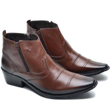 Imagem de Bota Masculina Country Cano Curto Bico Fino Blaqueado Zíper