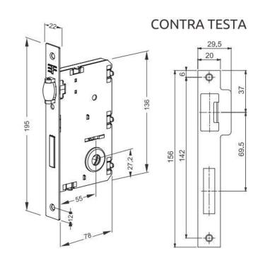 Imagem de Kit Fechadura Pivotante Rolete Tetra Ros. Quadrada Preto