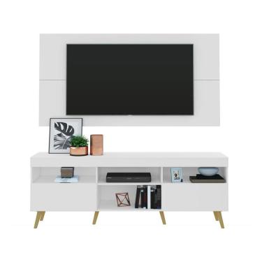 Imagem de Rack Retrô com Painel para TV até 65" Multimóveis Flórida FG3133 Branco/Natural