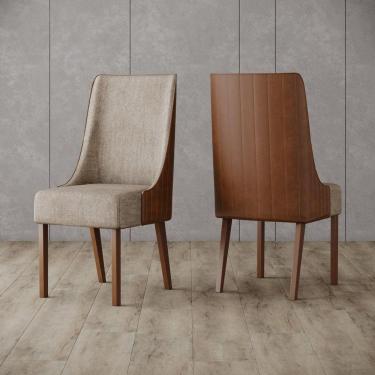 Imagem de Kit 2 Cadeiras Estofadas para Mesa de Jantar Ivy Marrom/Sintético Caramelo/Creme