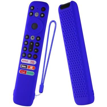 Imagem de Capa de silicone para controle remoto TCL RC902V FMR1, TCL LED Smart TV 65X925 75X925 capa de controle remoto com cordão (azul)