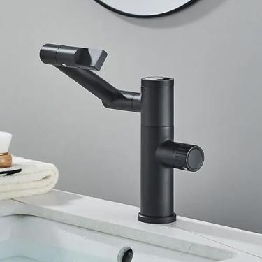 Imagem de Torneira de lavatório torneira de lavatório de exibição digital, torneira de pia de banheiro inteligente, misturador de água quente e fria de latão torneiras rotativas (cor: preto)