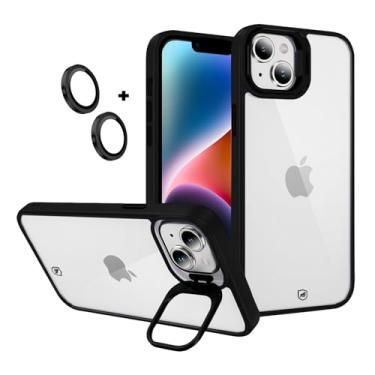 Imagem de Gshield Capa Case Capinha Gravity em Policarbonato com Protetores de Lente e Alça Kick Stand para (Preta, iPhone 14)