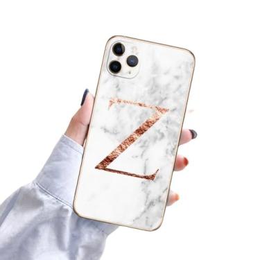 Imagem de Capa de telefone com letra inicial AZ para iPhone 6 6S 7 8 Plus X XS MAX XR 11 11 Pro MAX Capa macia com textura de mármore de luxo transparente, Z, para iPhone 11Pro Max