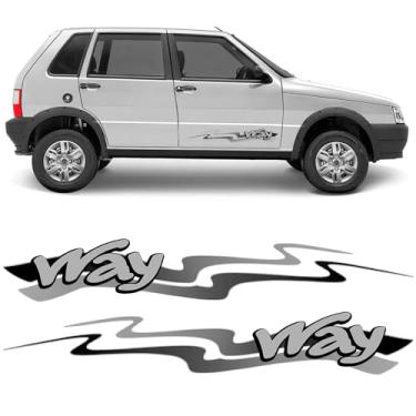 Imagem de Kit Adesivo Colante Faixa Lateral Fiat Uno Way 2013 2014 Prata