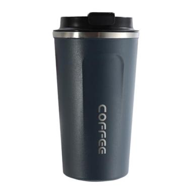 Imagem de Caneca de café de viagem isolada de 500 ml - aço inoxidável de grau alimentício, à prova de vazamento, sem BPA, design antiderrapante, boca larga para facilitar a limpeza (azul)